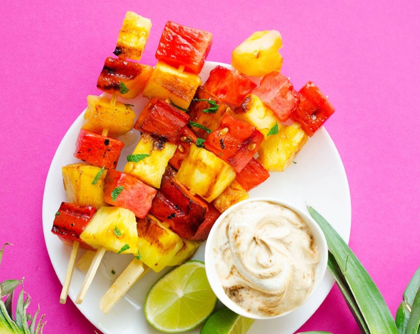 step 3 Combine Plain Greek Yogurt (1/2 cup) and Brown Sugar (1 Tbsp) and serve with warm skewers for dipping. Enjoy!